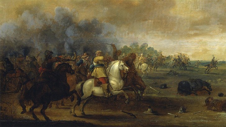 Der schwedische König Gustav Adolf in der Schlacht bei Lützen. Schweden griff 1630 auf Seiten der Protestanten in den Dreißigjährigen Krieg ein. (Gemälde: Pieter Meulener/HGM)