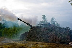 Getarnte Panzerhaubitze M-109A3GN. (Foto: Winnefride Steen/ Forsvaret)
