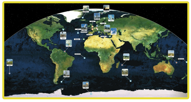 Das Galileo Ground Segment als Beispiel für ein GNSS besteht aus einem globalen Netzwerk von spezifischen Bodenstationen. (Grafik: CC BY-SA 3.0 IGO)